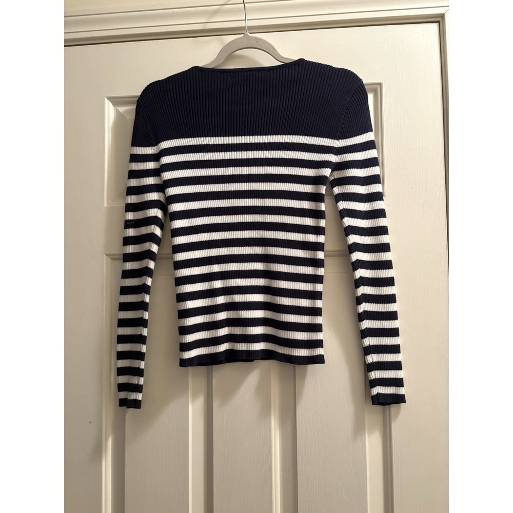 Ralph Lauren Sweater Women's Navy Striped Petite XS - Picture 2 of 4